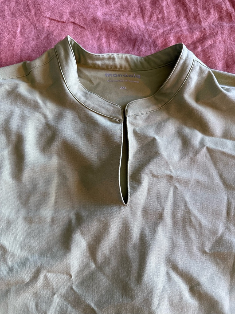 Mandala 2XL Light Olive Split-Neck scrub top